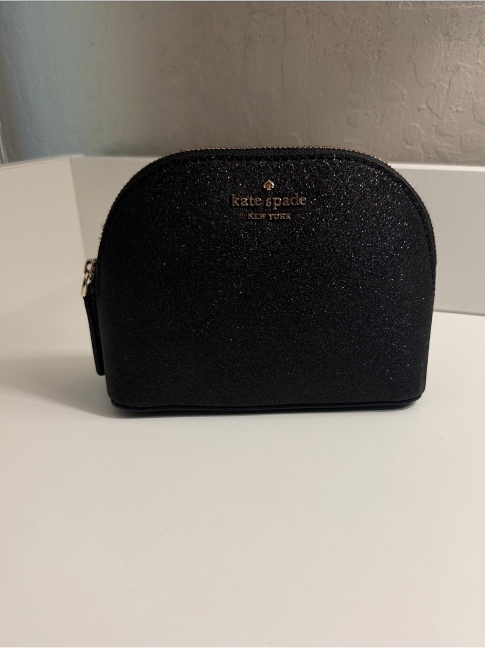 kate spade Black Glitter Dome Cosmetic Pouch